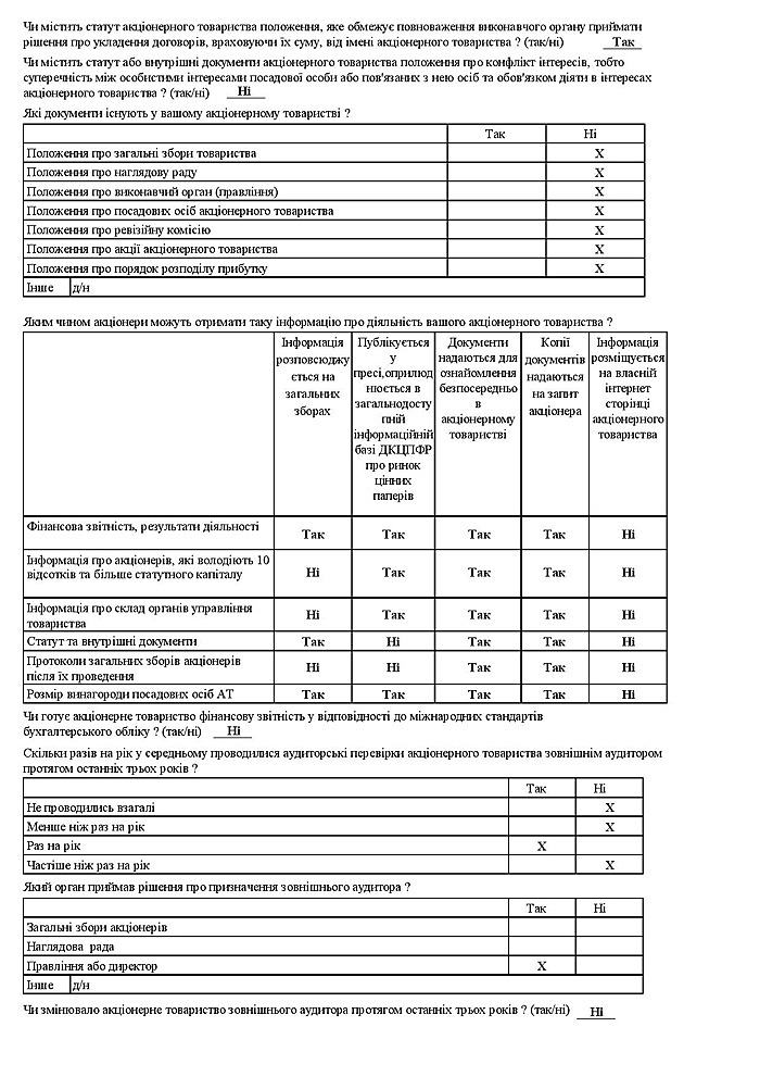 Інформація про стан корпоративного управління