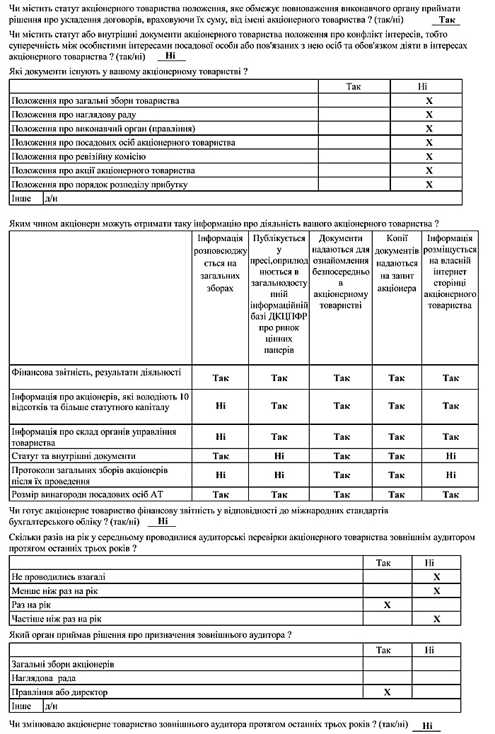 Інформація про стан корпоративного управління