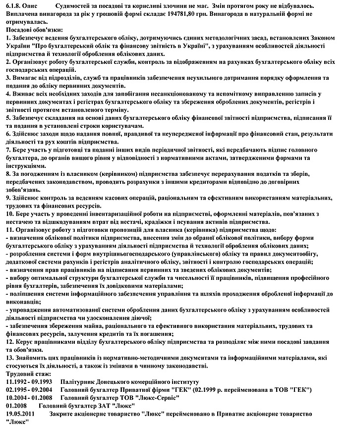 Інформація щодо освіти та стажу роботи посадових осіб емітента