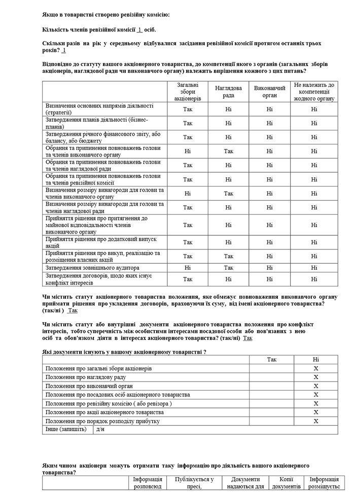 Інформація про стан корпоративного управління