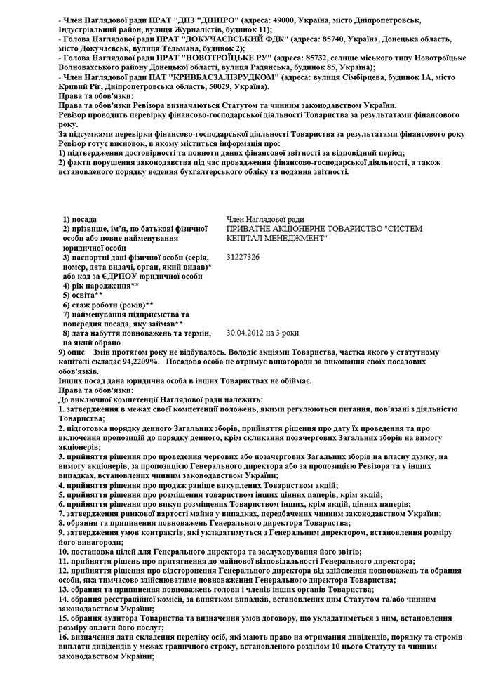 Інформація щодо освіти та стажу роботи посадових осіб емітета